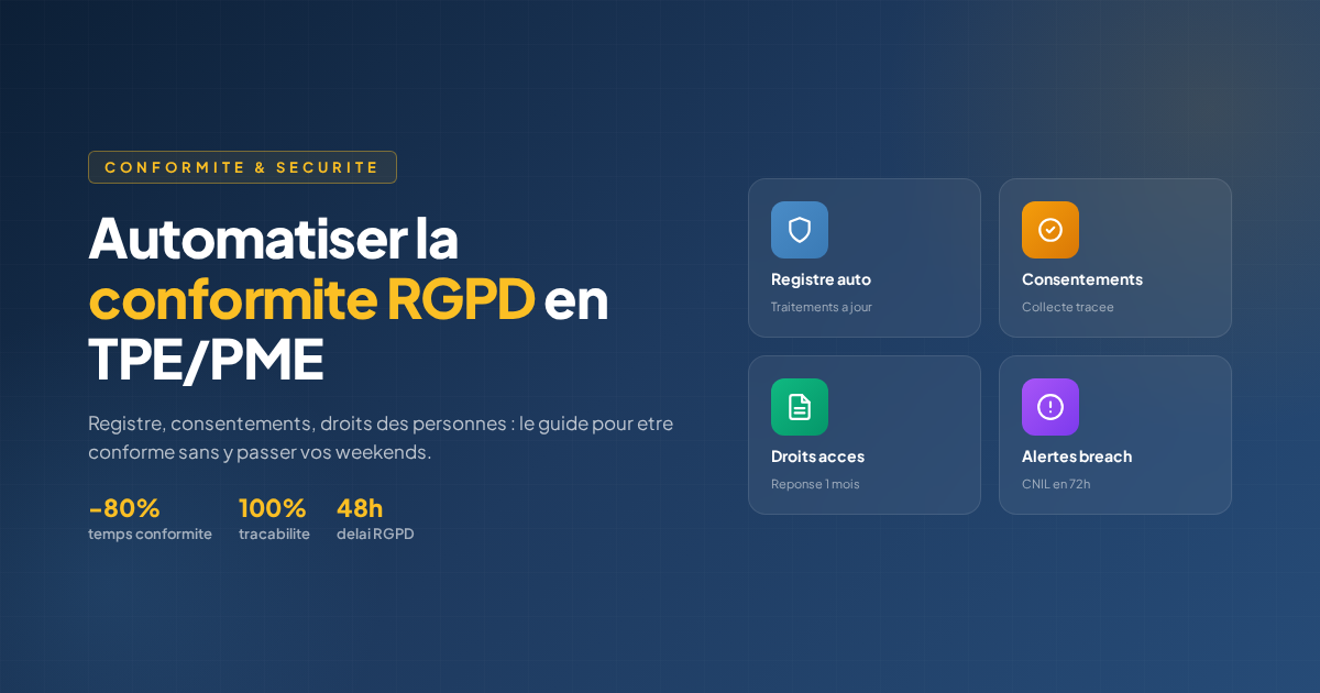 Automatiser la conformité RGPD en TPE et PME : registre, consentements, droits des personnes