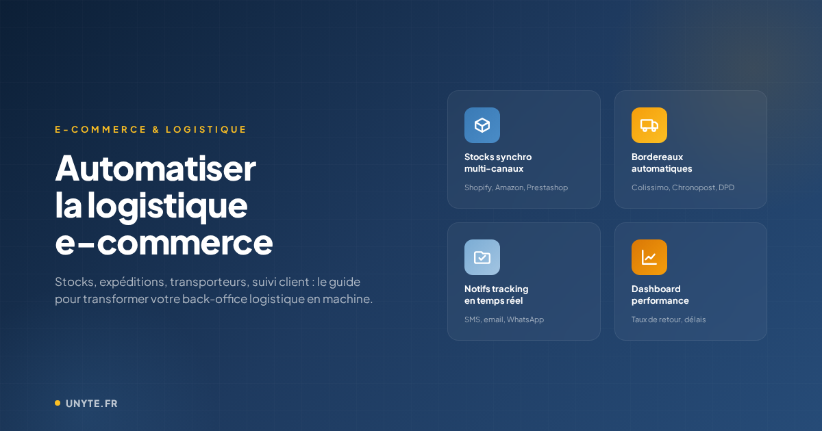 Automatiser la logistique et les expéditions e-commerce : stocks, bordereaux, transporteurs, notifications