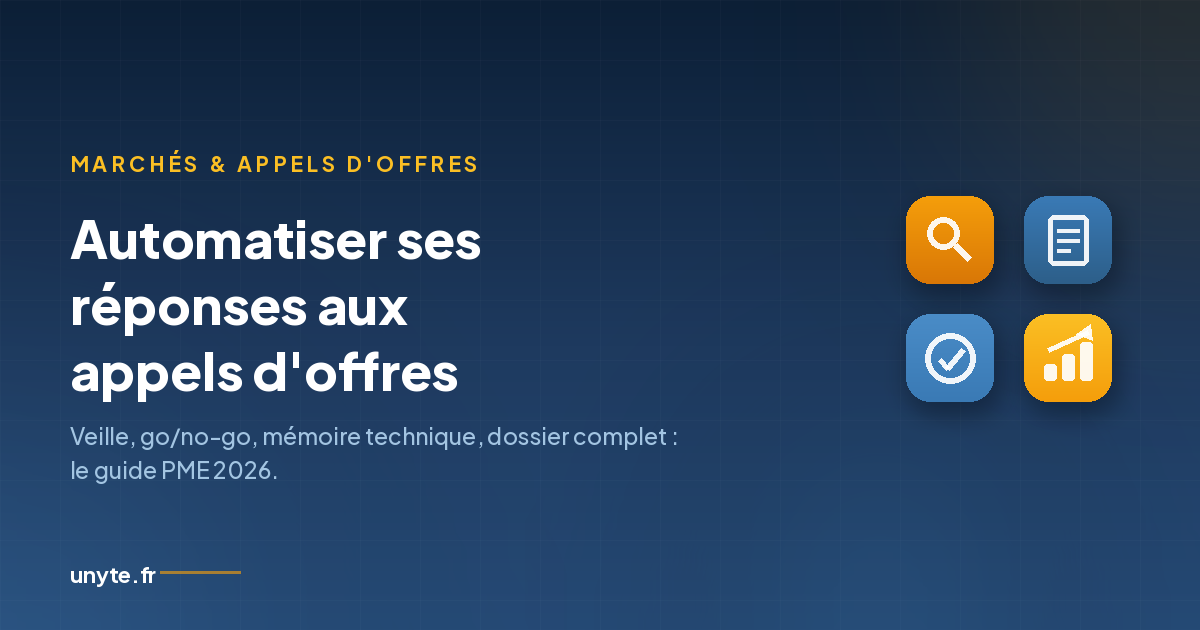 Automatiser ses réponses aux appels d'offres : veille, mémoire technique et dossier complet pour PME