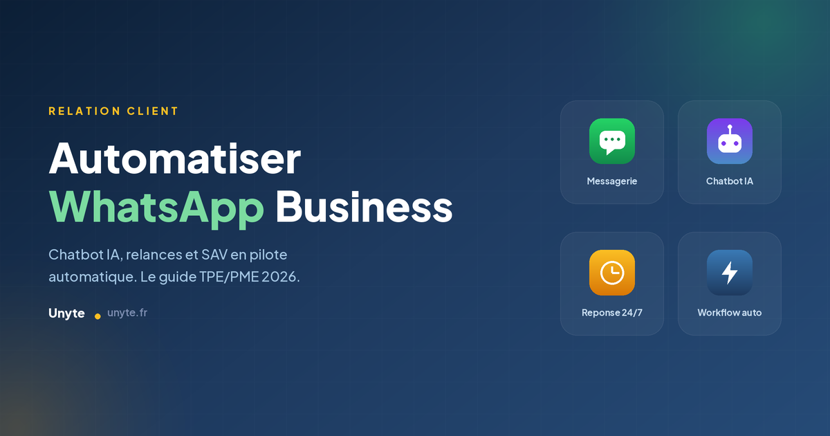 Automatiser WhatsApp Business pour TPE/PME : chatbot IA, relances et SAV en pilote automatique